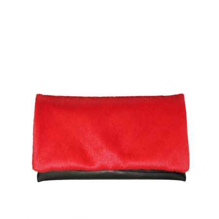 geanta plic din piele naturala rosie cu negru